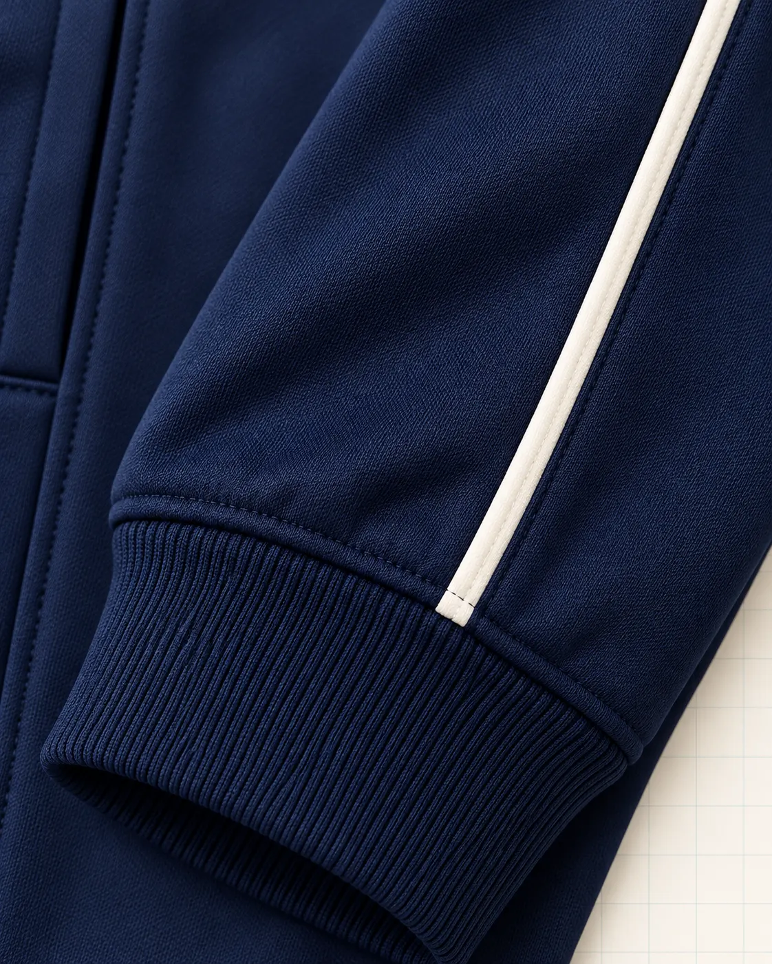 Conjunto pants azul marino, detalle de vivos