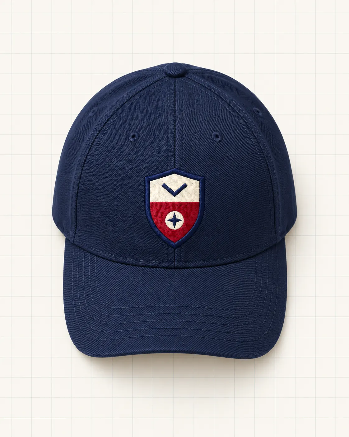 Gorra deportiva azul marino, vista frontal