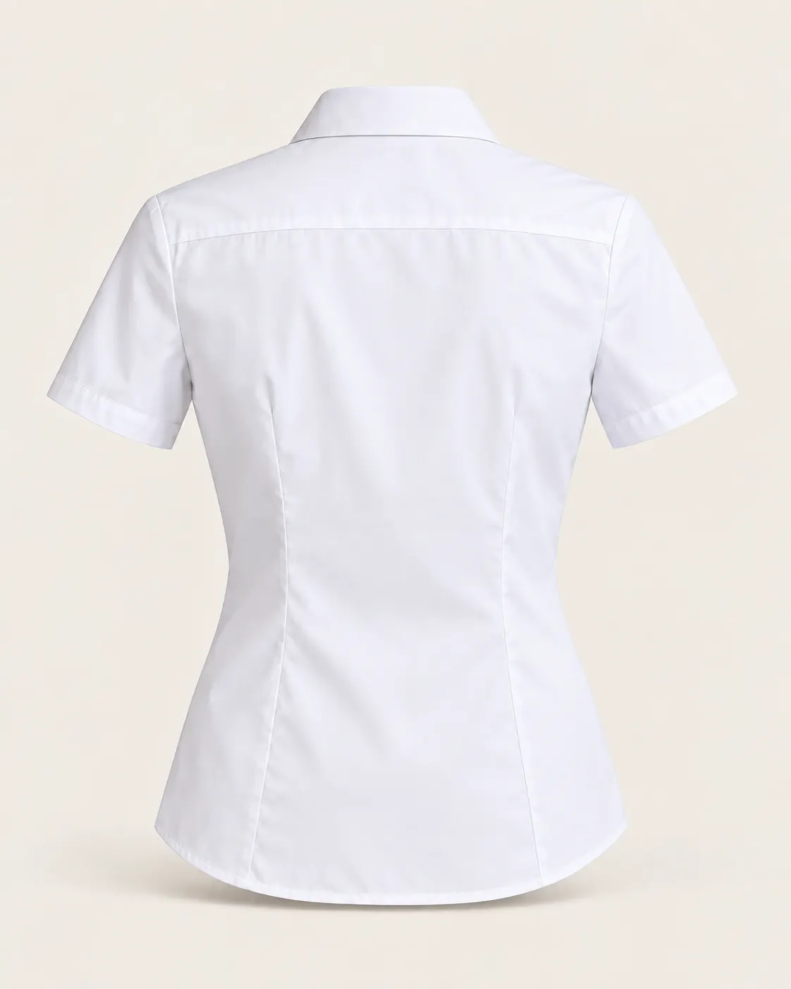 Blusa formal manga corta blanco, vista de espalda