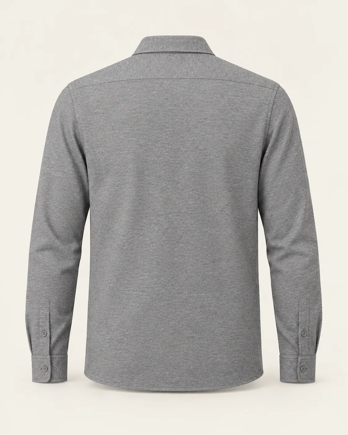 Camisa de punto gris jaspeado, vista de espalda