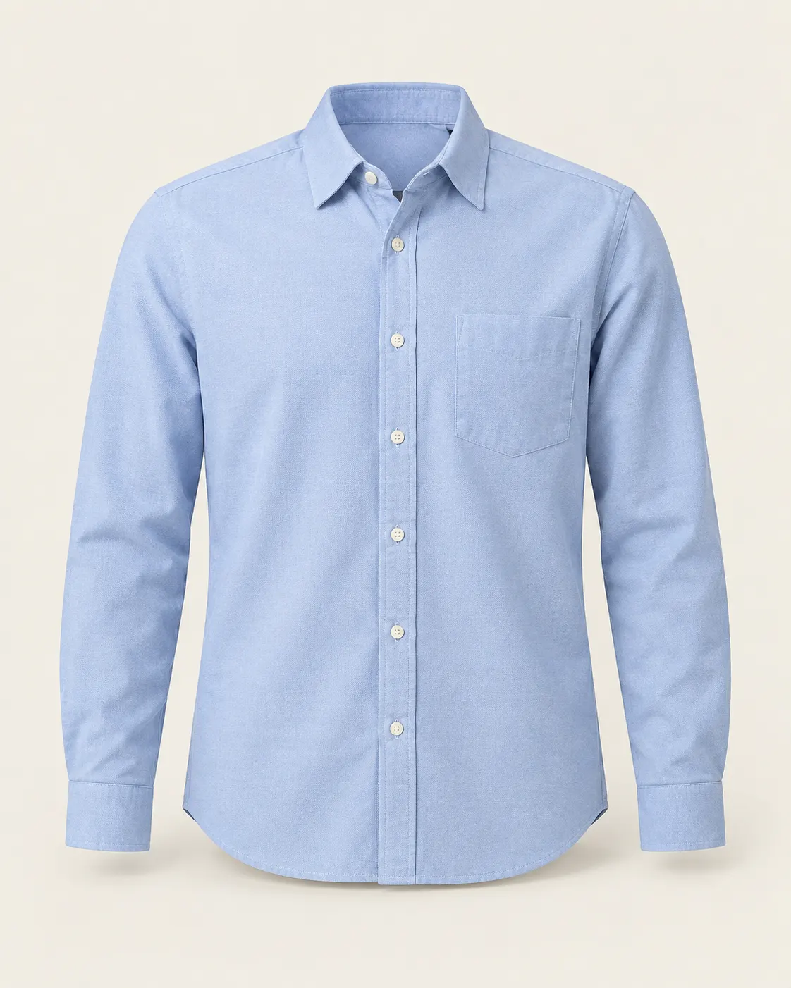 Camisa oxford casual celeste, vista frontal