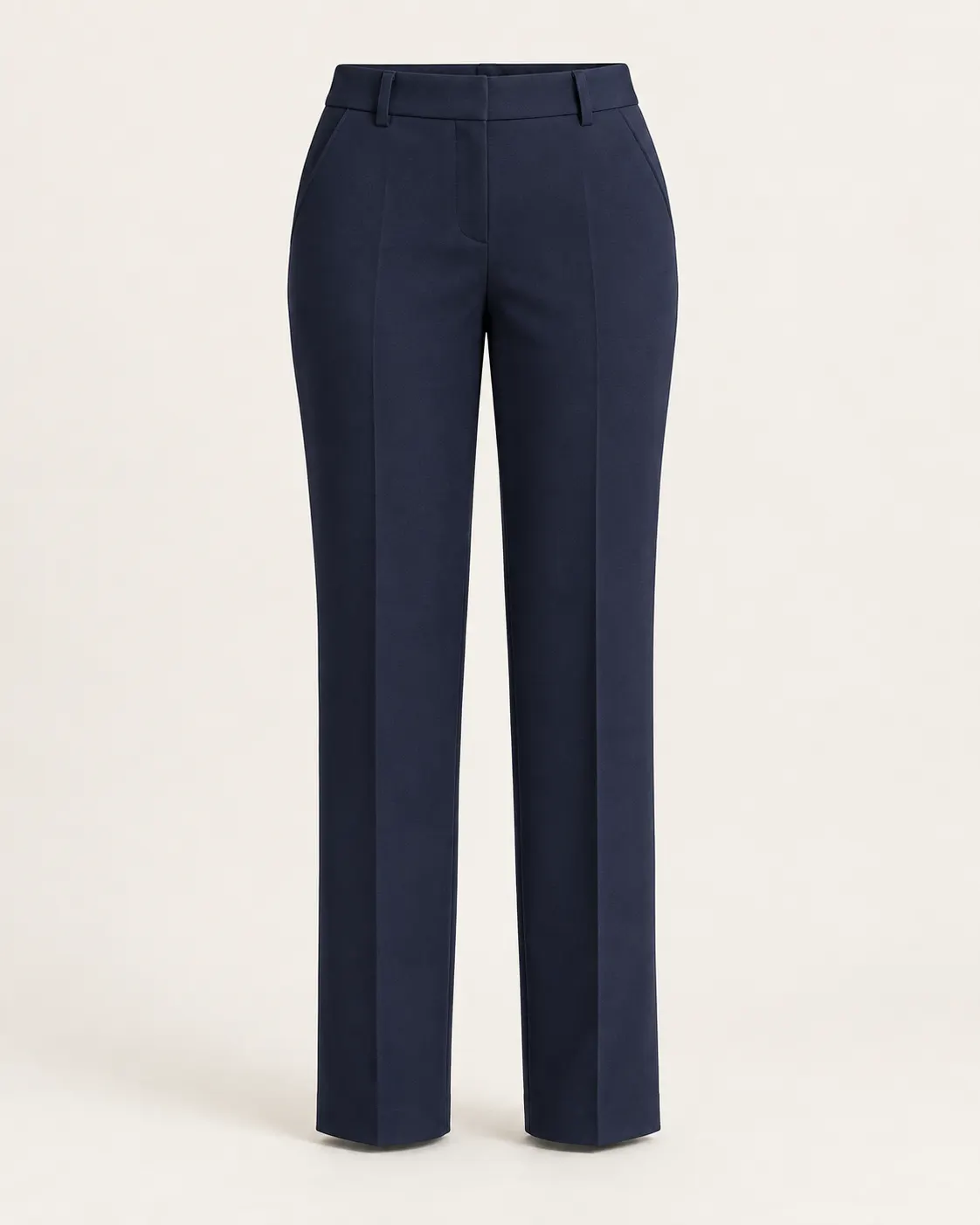 Pantalón formal recto de dama azul marino, vista frontal